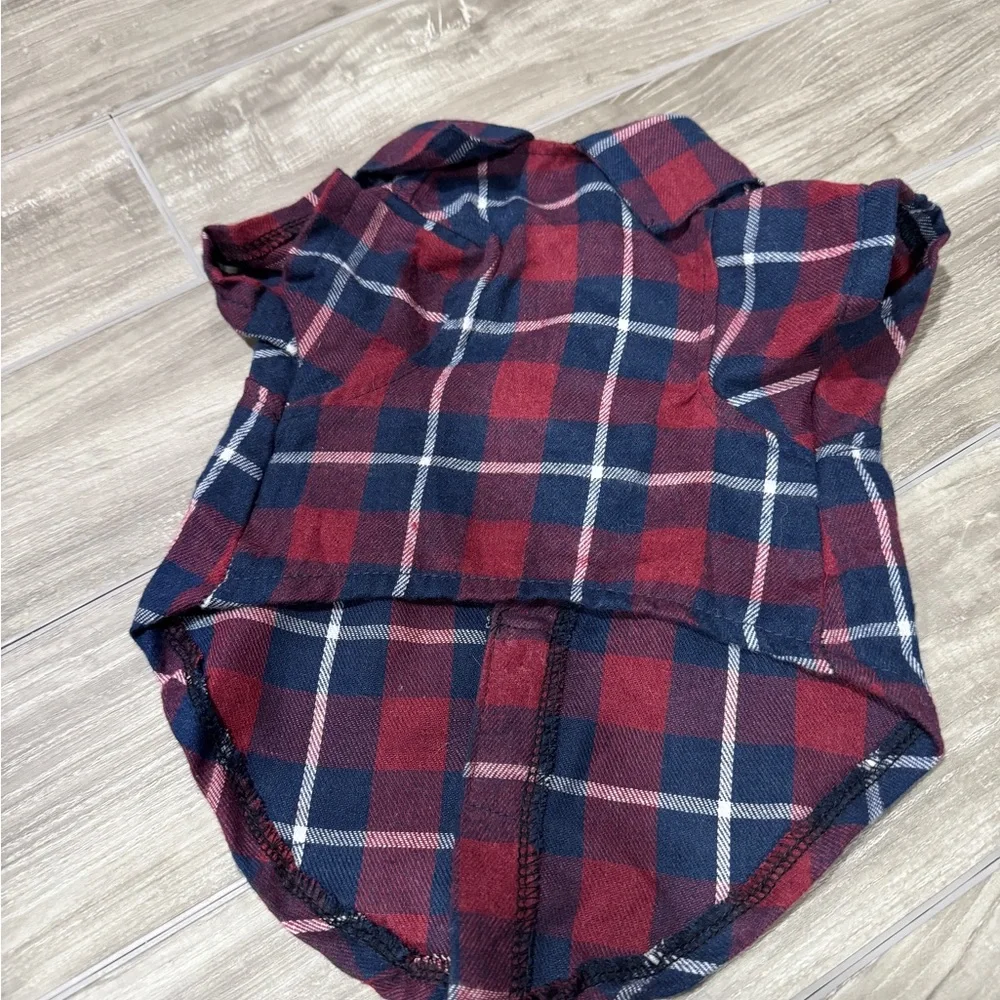 XS dog plaid button down shirt